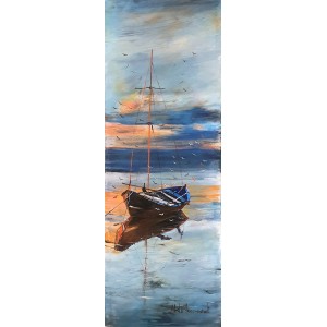 Abdul Hameed, 12 x 36 inch, Acrylic on Canvas, Seascape Painting, AC-ADHD-149